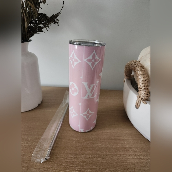 Custom Pink And White Designer Tumbler 20 Oz - Picture 3 of 4